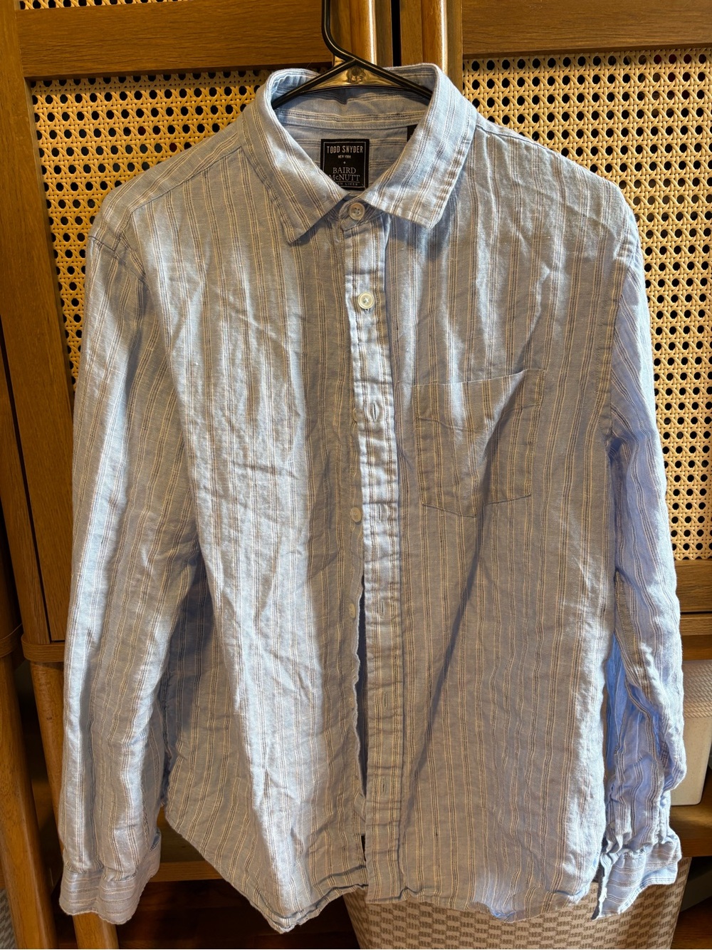 Todd Snyder Light Blue & White Striped Linen Button-Down Shirt
